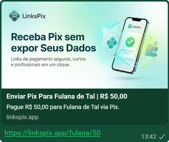Exemplo de Link Pix compartilhado no Whatsapp